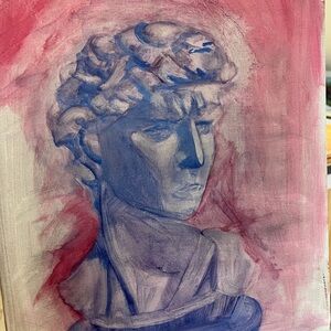 Abstract Blue and Pink statue oil painting wall Canvas Art